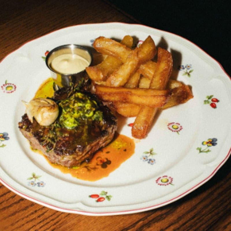 Steak haché and frites at Little Sparrow